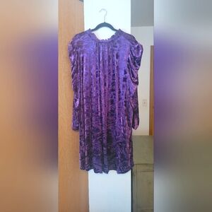 Modcloth 2X Velvet purple shift dress with cap sleeves
